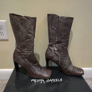 Paloma Barcelo Brown/Grey/Silver Leather Boots 11 (41)